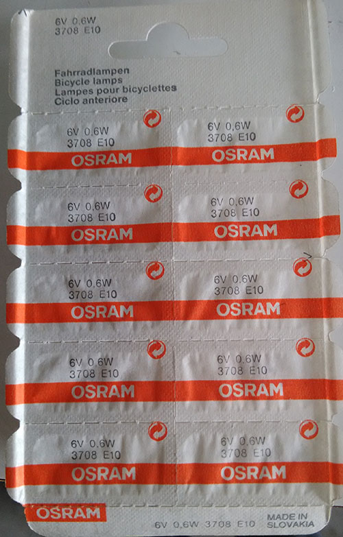 LAMPADA OSRAM 6V 0,6W 3708  E10 (COD. OSR3708)